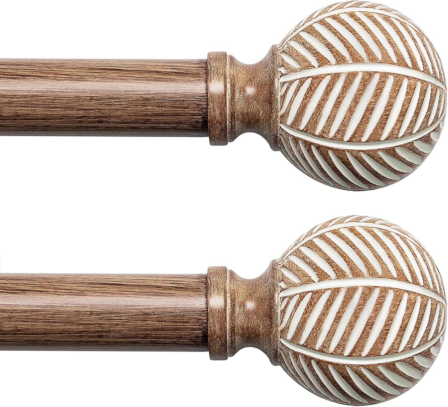 Adjustable Wood Curtain Rods for Windows: 72 to 144 Inches