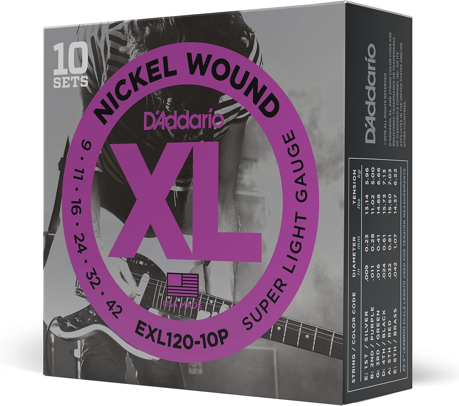 D'Addario XL Nickel Electric Guitar Strings - Super Light 09-42