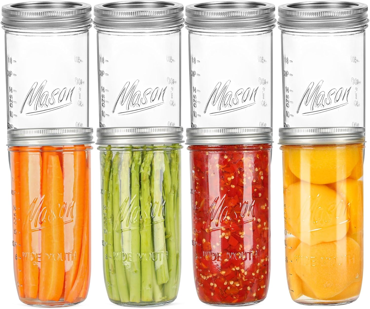 24 oz Wide Mouth Mason Jars for Canning, Fermenting, and More
