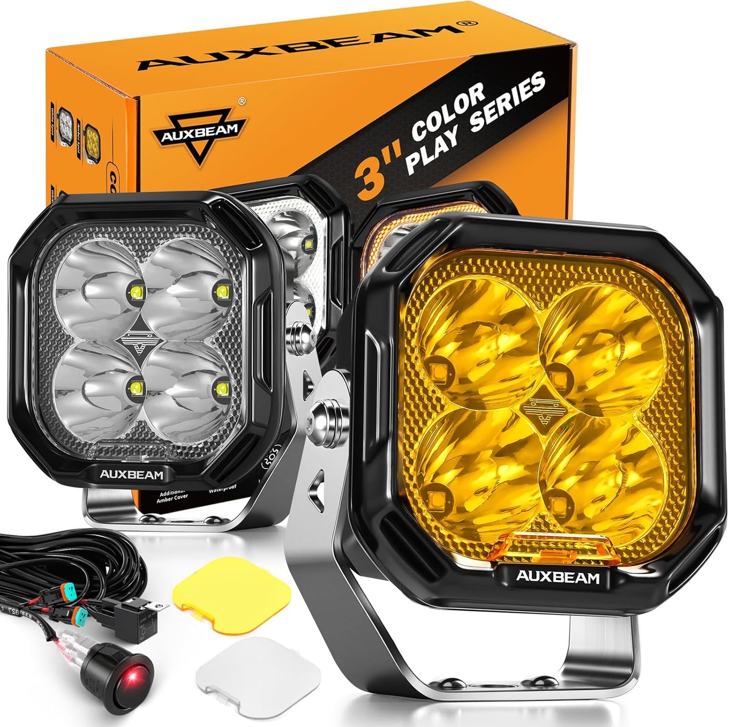 Auxbeam Color Play Series 3in 100W LED Pods for Offroad Use