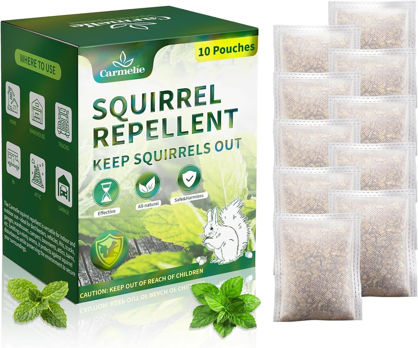 All-Natural Squirrel & Chipmunk Repellent - 10 Pouches