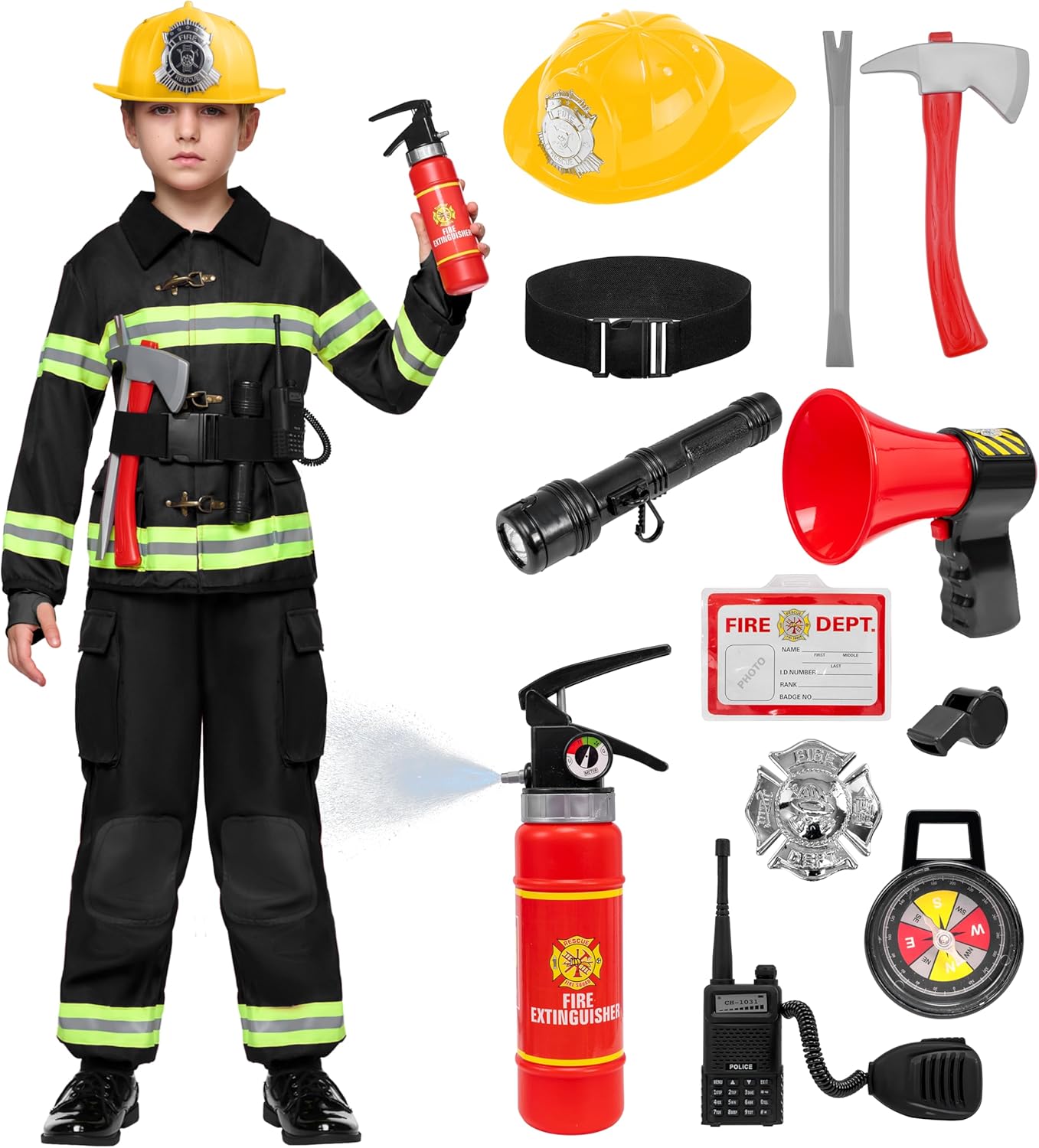 14PCS Firefighter Costume for Kids - Perfect for Role Play