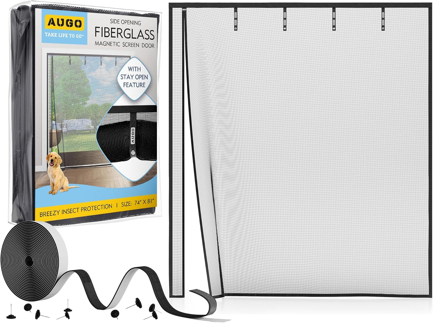 AUGO Fiberglass Magnetic Screen Door for Easy Bug Protection