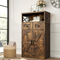 Farmhouse Storage Cabinet with Drawers and Shelves - Rustic Pantry