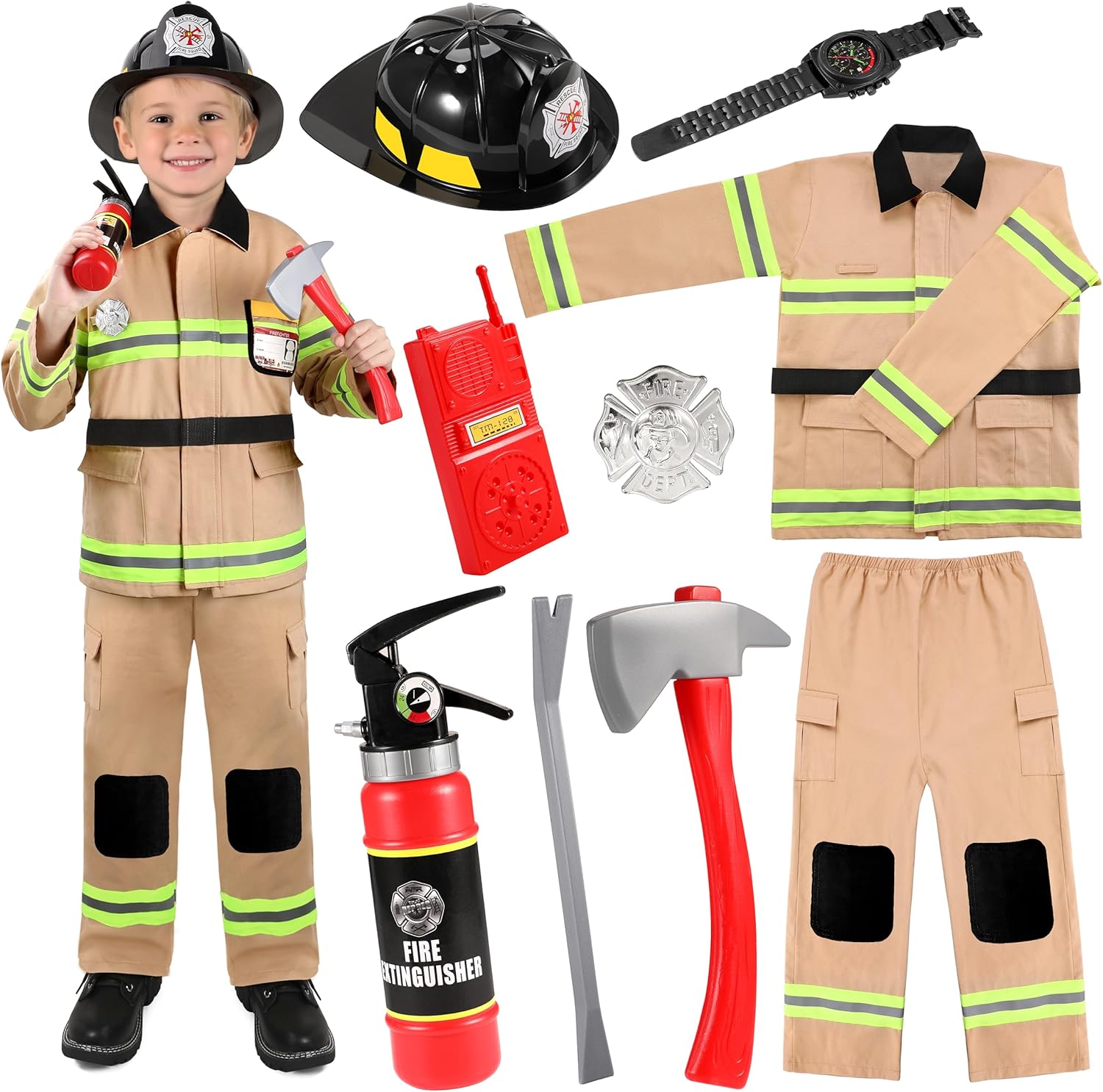 GIFTINBOX Firefighter Costume for Boys with Accessories for Fun