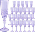 Plastic Champagne Flutes 24PCS Purple Reusable Wine Glasses - Elegant