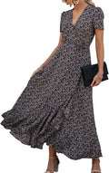 PRETTYGARDEN Floral Summer Maxi Dress - Flowy Wrap V Neck