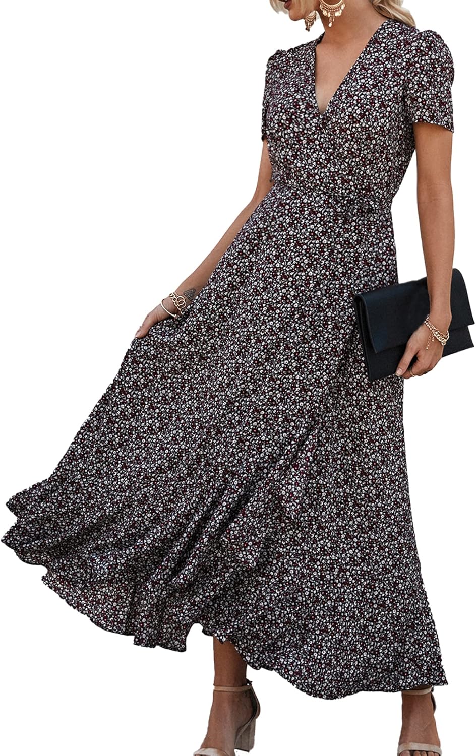 Floral Maxi Dress for Women: Casual Wrap Beach Style