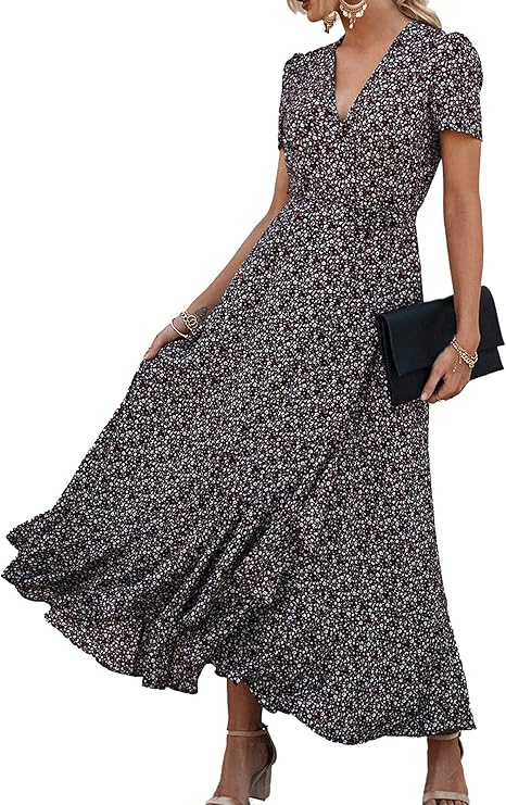 PRETTYGARDEN Women's Summer Wrap Maxi Dress for Beach Days