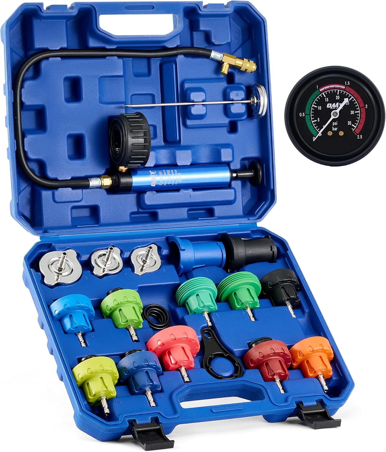 Comprehensive 19pc Coolant Pressure Tester Kit for Vehicles