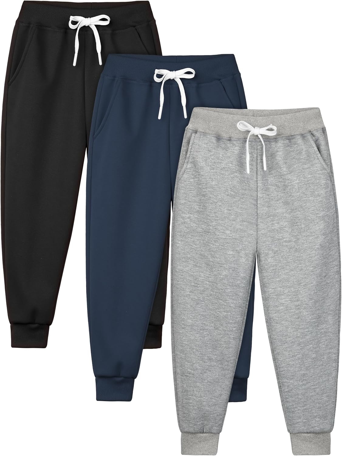 Resinta 3 Pack Kids Pull-On Fleece Sweatpants for Boys Comfort