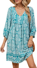 Qearal Casual Floral Mini Dress for Women with V Neck