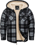 Boys Flannel Jacket Sherpa Lined Hoodie - Warm Zip Up Coat LIGHTING