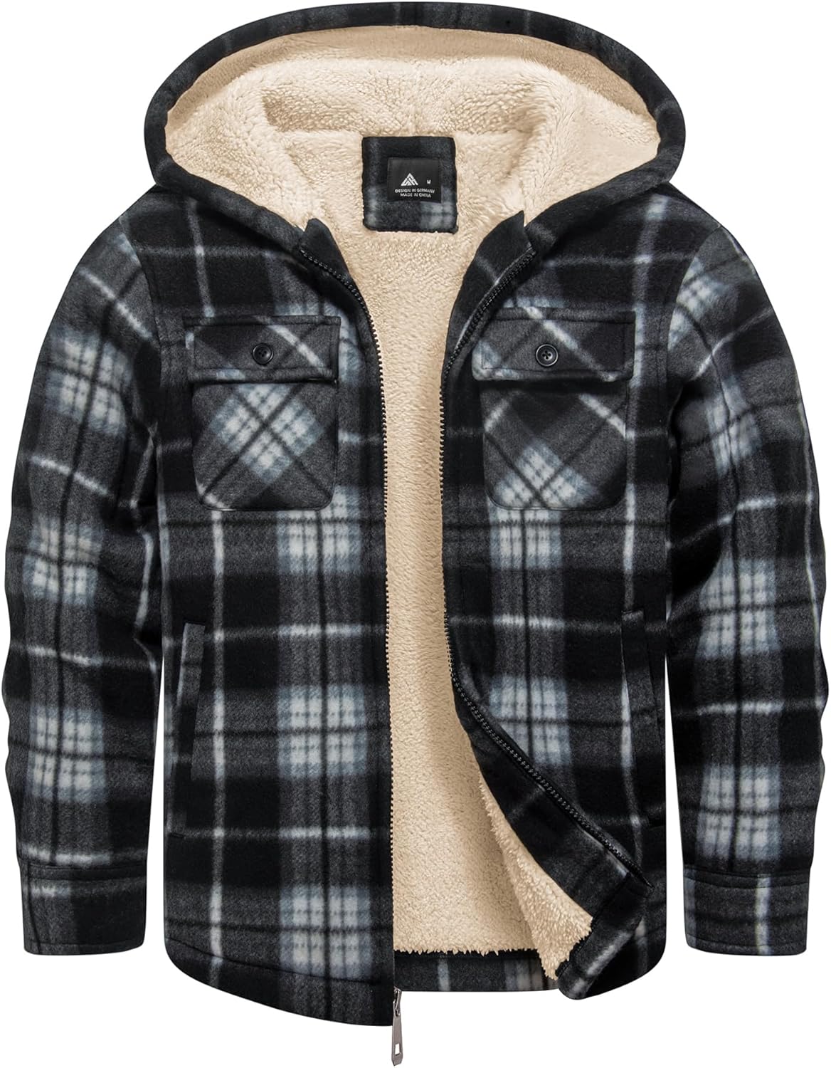 GEEK LIGHTING Boys Flannel Jacket Sherpa Lined Warm Hoodie
