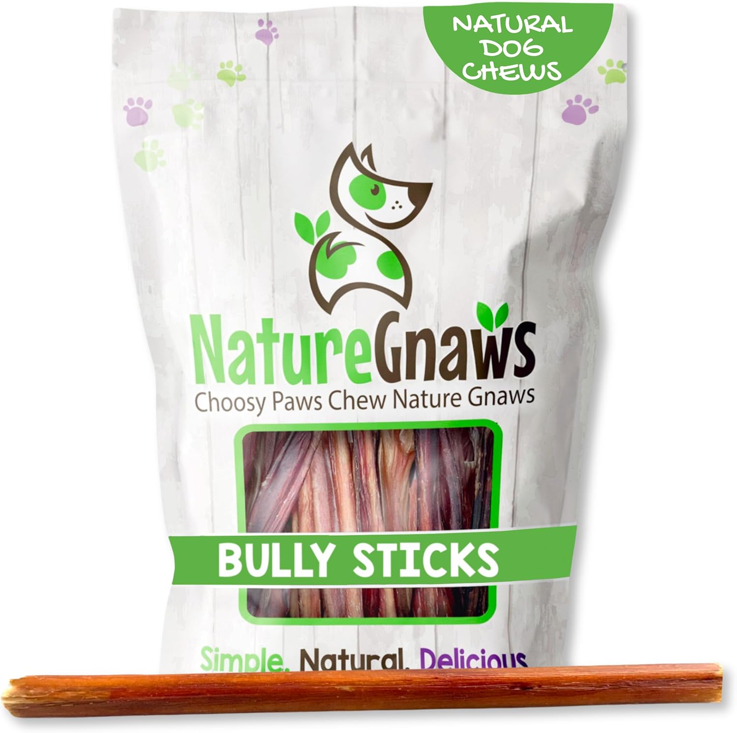 Nature Gnaws Large Bully Sticks for Dogs - Thick Chews 11-12in