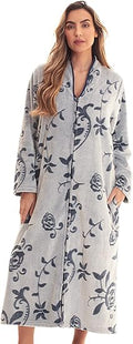 Just Love Plush Zipper Lounger Solid Robe - Cozy Microfleece Lounger