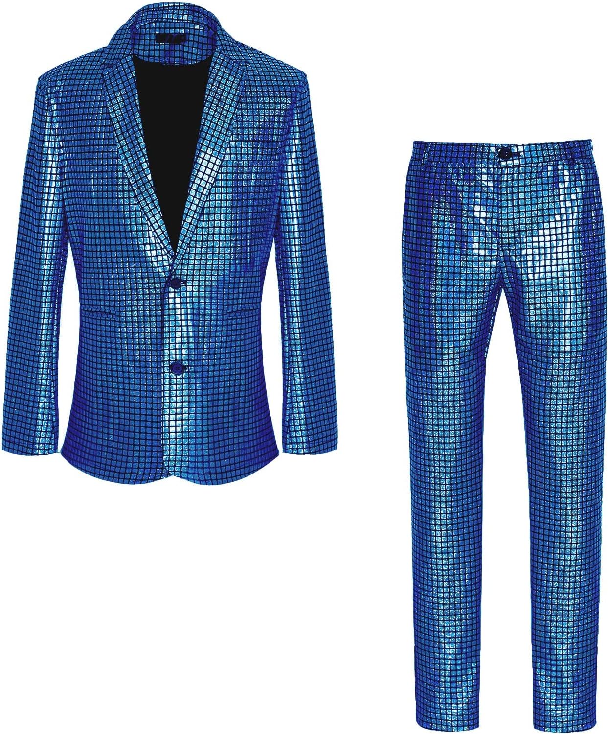 Men's 70s Disco Outfit Rainbow Suit Sequin Jacket and Pants