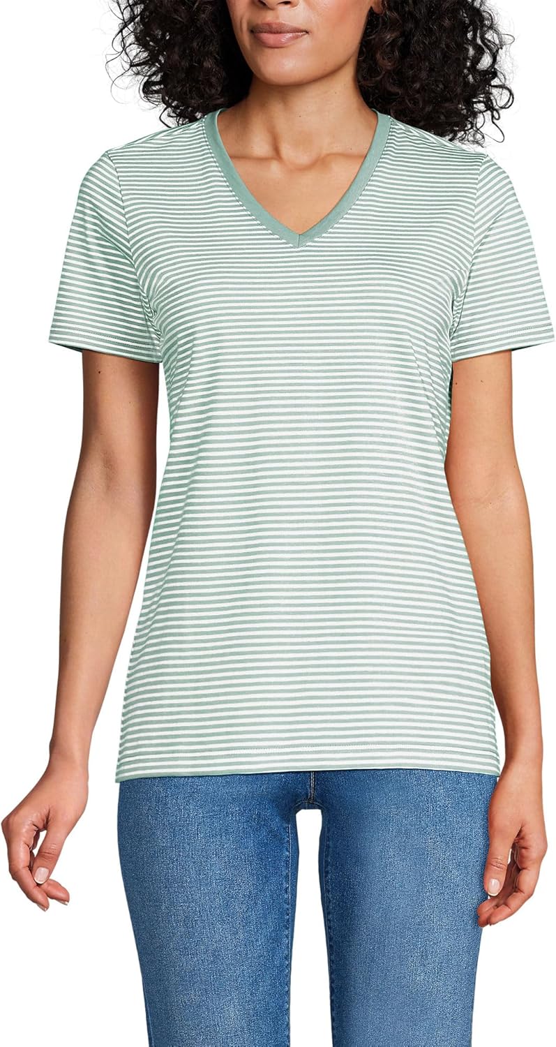 Relaxed Supima Cotton V-Neck T-Shirt for Women by Lands' End