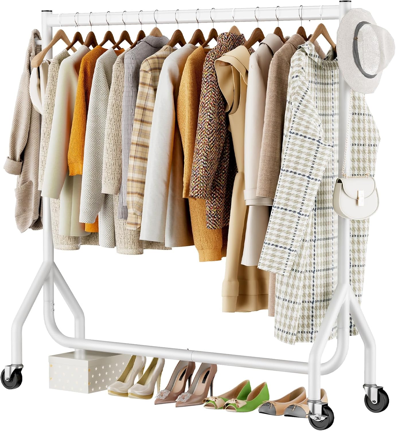 Heavy Duty Clothes Rack with Wheels for Easy Mobility and Storage