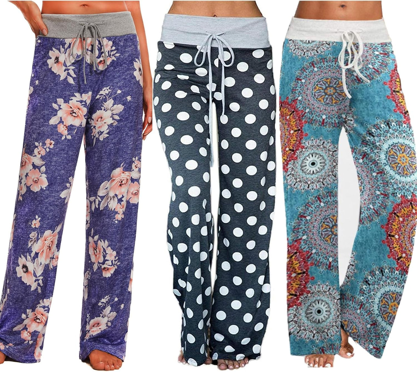 Comfy Pajama Pants for Women by ROSA JUNIO - Floral Palazzo Style