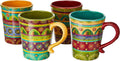 Tunisian Sunset 18 oz Ceramic Mugs Set of 4 - Colorful Boho Drinkware