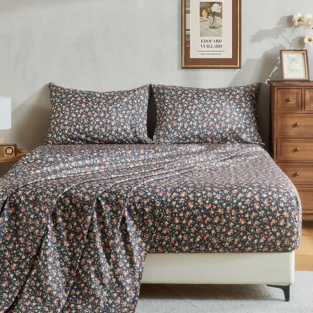 HYPREST Floral Sheets King Size Set for Luxurious Comfort