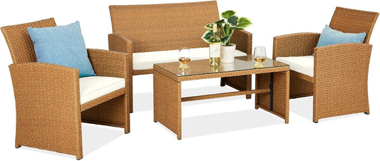 Best Choice Products 4-Piece Outdoor Wicker Patio Set for Comfort