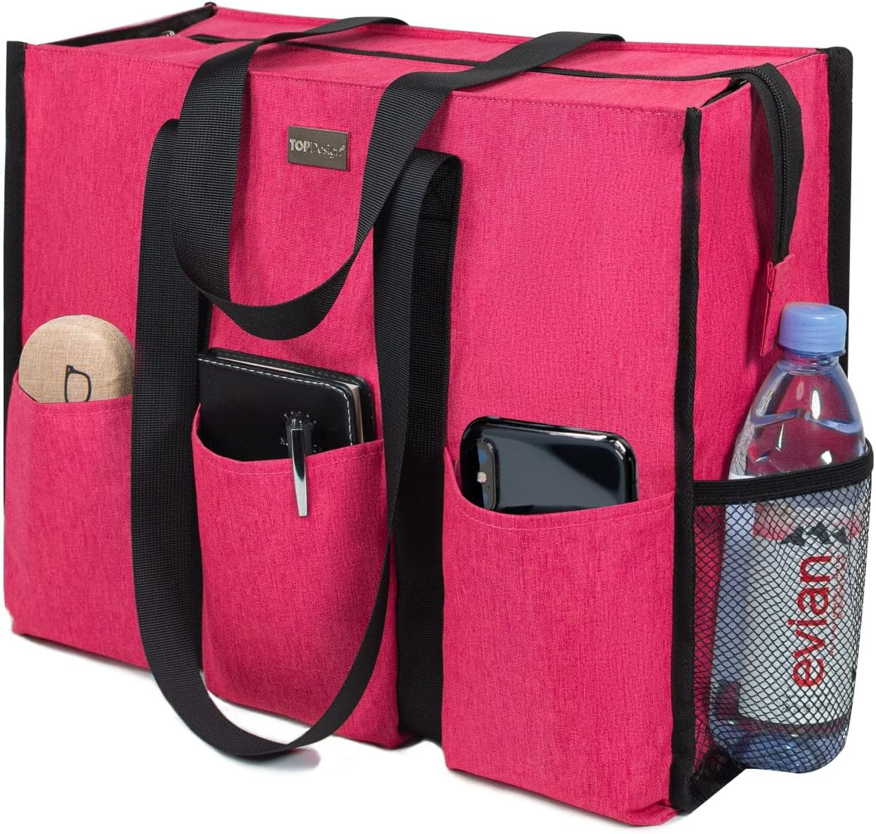 Utility Water Resistant Tote Bag with 13 Pockets for Women