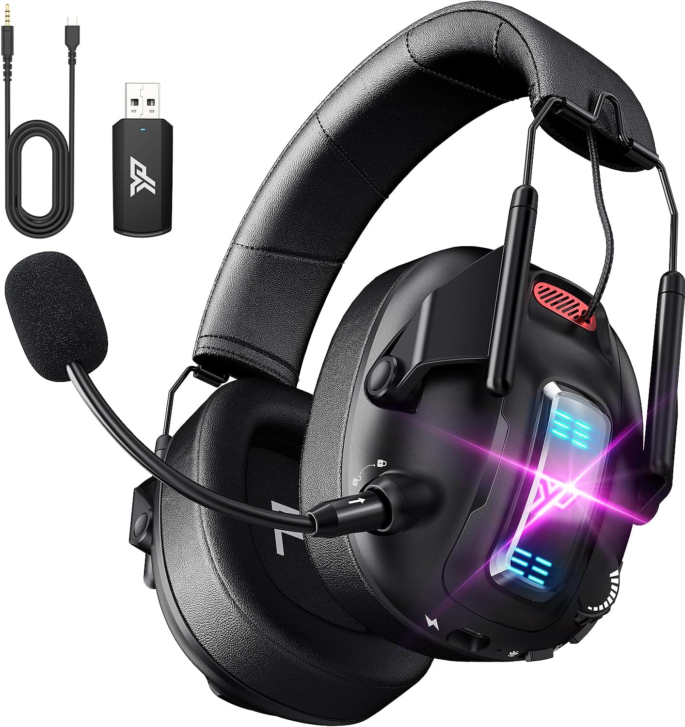 Wireless Gaming Headset: Bluetooth 5.3, Noise-Canceling Mic