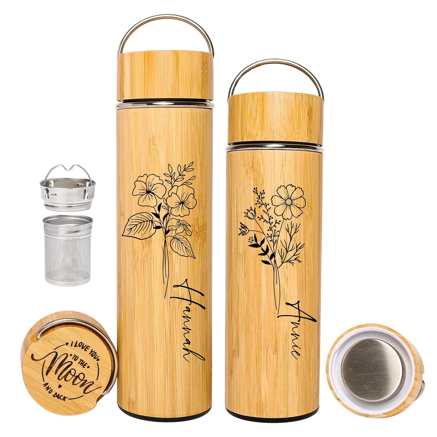 Custom Name Bamboo Water Bottles for Unique Birthday Gifts