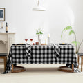 Yarn-Dyed Linen Rectangle Tablecloth 60x108 in - Rustic Black Plaid