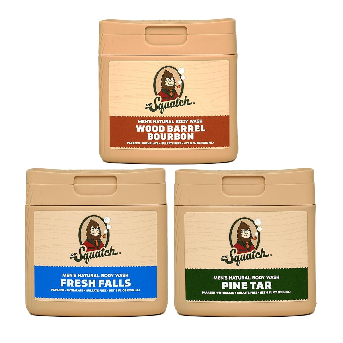 Dr. Squatch Body Wash for Men with Natural Ingredients 3-Pack