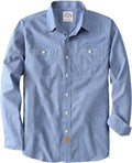 Chambray Shirt Men Long Sleeve Cotton Button Down - Versatile Wear