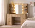 47.2 in Fluted Vanity Desk with Mirror and LED Lights - Large Makeup