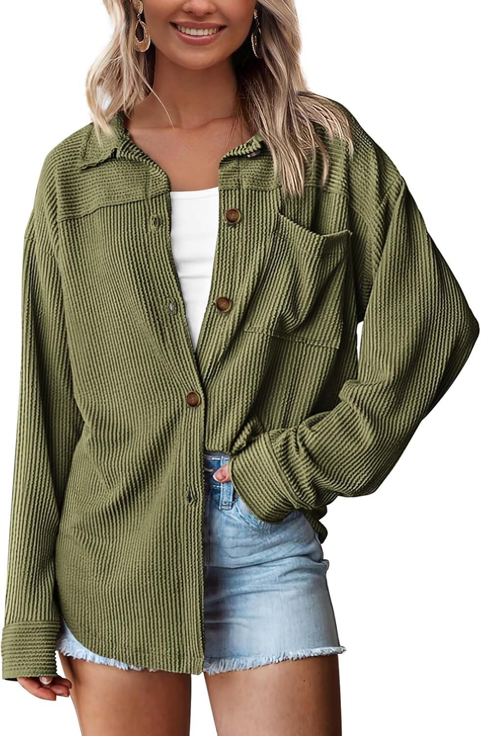 PRETTYGARDEN Women's Oversized Button Down Long Sleeve Shirts