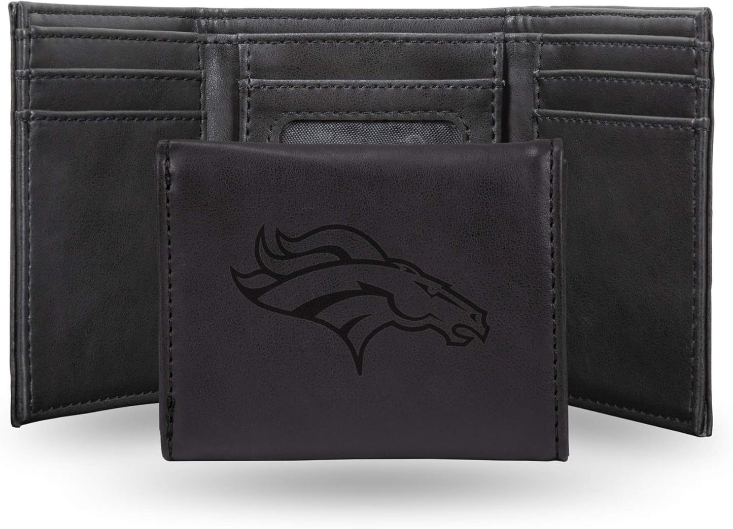 Durable Tri-Fold Black Wallet with NFL Team Logo Design