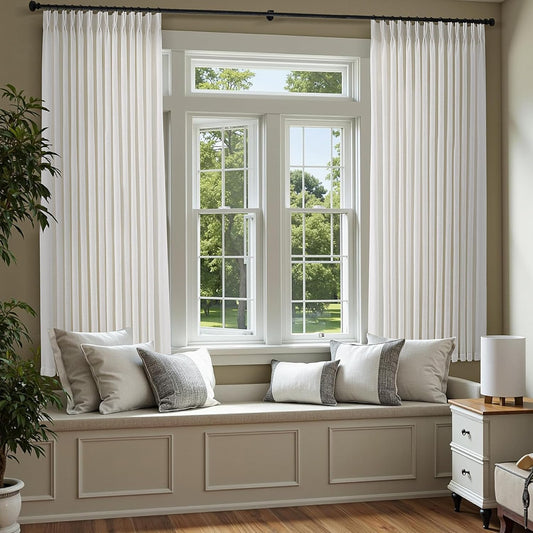 Pinch Pleat Linen Curtains for Living Room Bedroom Decor