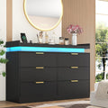 6 Drawer Dresser with LED Lights and Power Outlet for Bedroom
