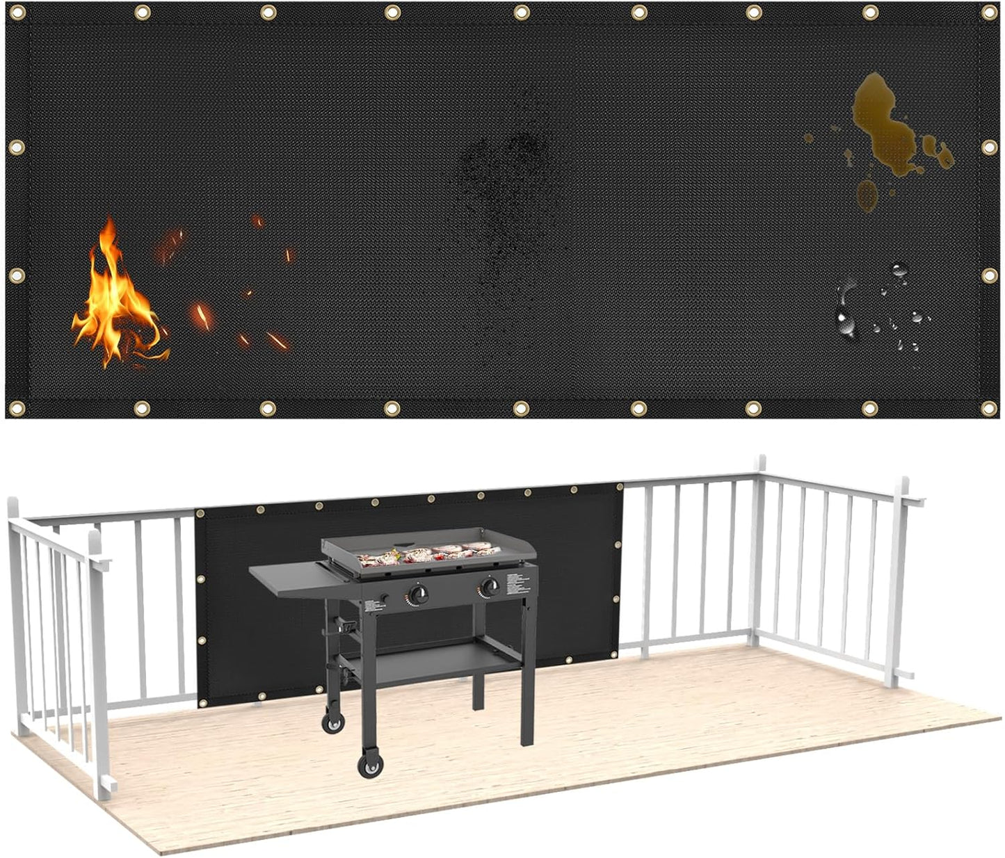 Fireproof Heat Shield for Wall Behind Grill Protects Deck