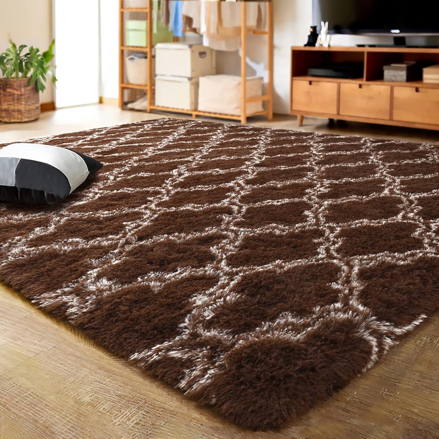 Luxury Shag Area Rug 5x8 Feet for Bedroom and Living Room