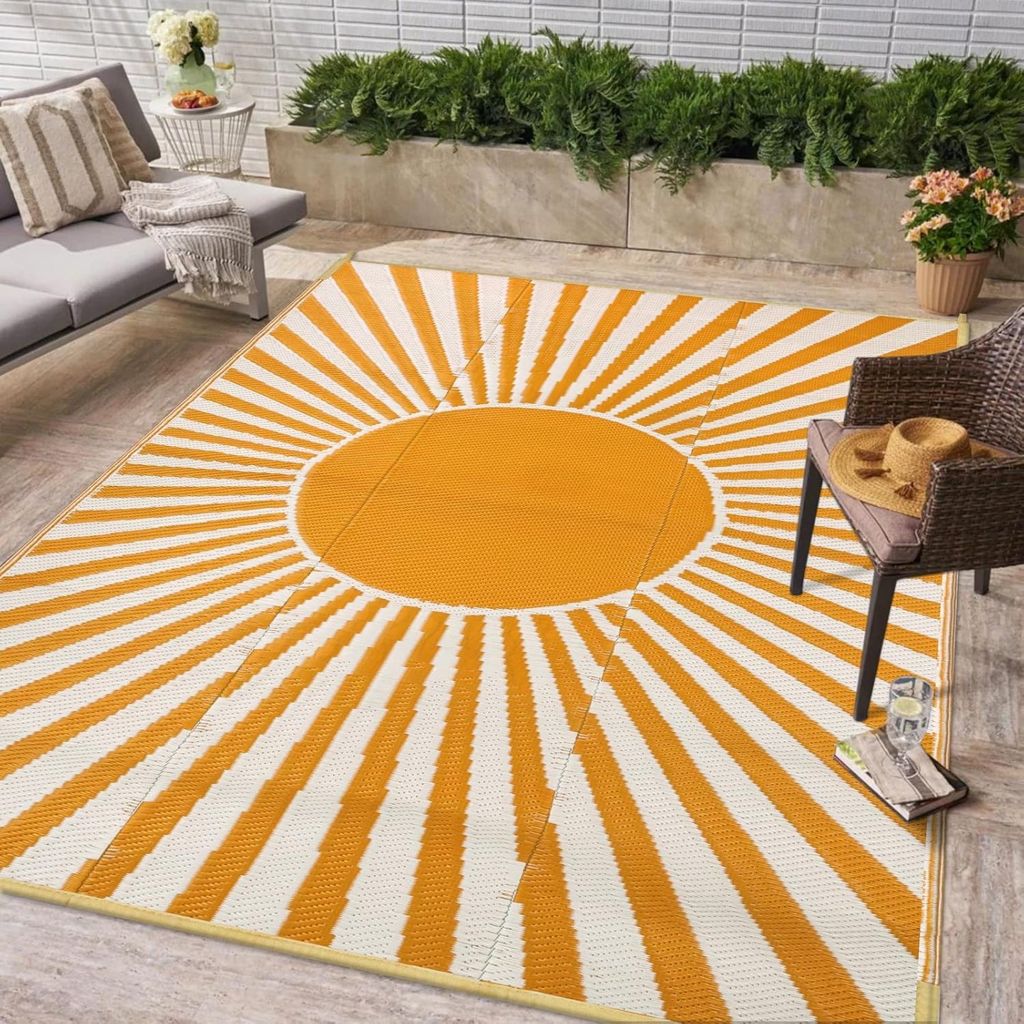 Wonnitar 5x8 Waterproof Outdoor Rug - Versatile Reversible Mat