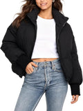 UANEO Puffer Jacket Womens Oversized Cropped Puffy Quilted Winter