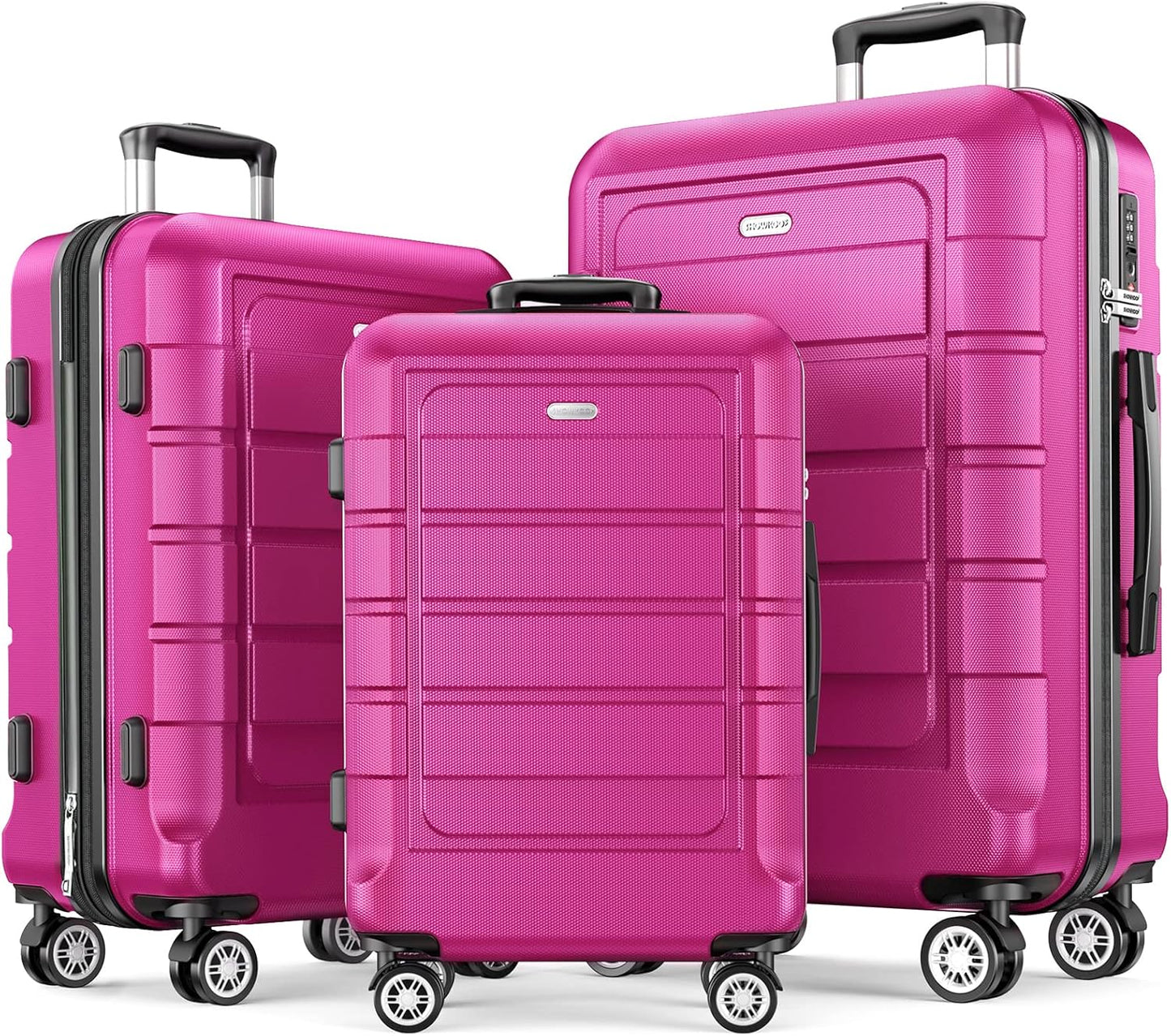 SHOWKOO Luggage Sets Expandable PC+ABS Durable Suitcase Sets