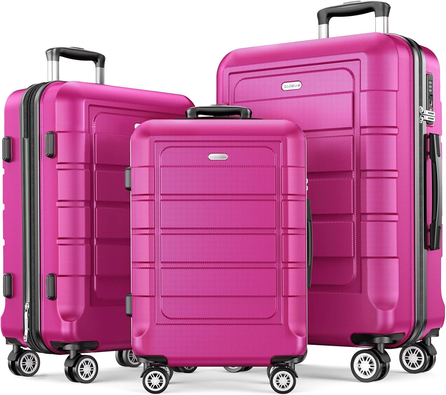 SHOWKOO Luggage Sets Expandable PC+ABS Durable Suitcase Sets