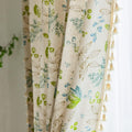 Leaf Curtains 96 in Length 2 Panels Tassel Boho Semi Sheer Drapes