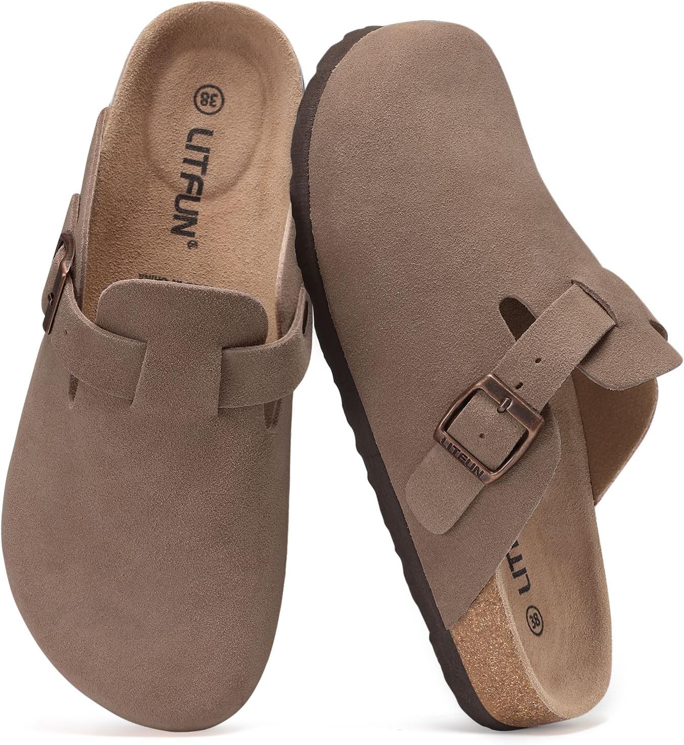 Litfun Women's Genuine Suede Clogs for Ultimate Comfort