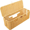16 in Large Rattan Cable Management Box - Handwoven Cord Hider