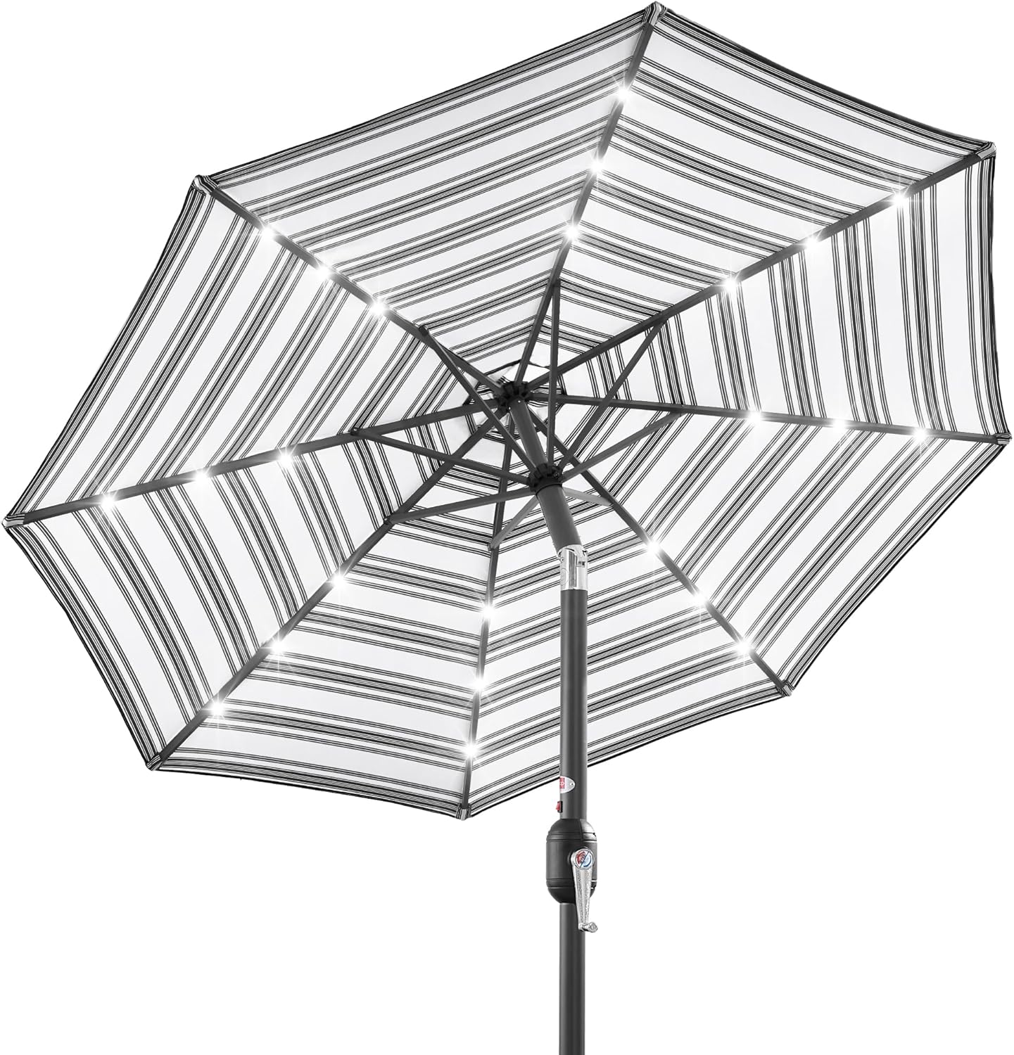 10ft Solar LED Lighted Patio Umbrella with Tilt Adjustment