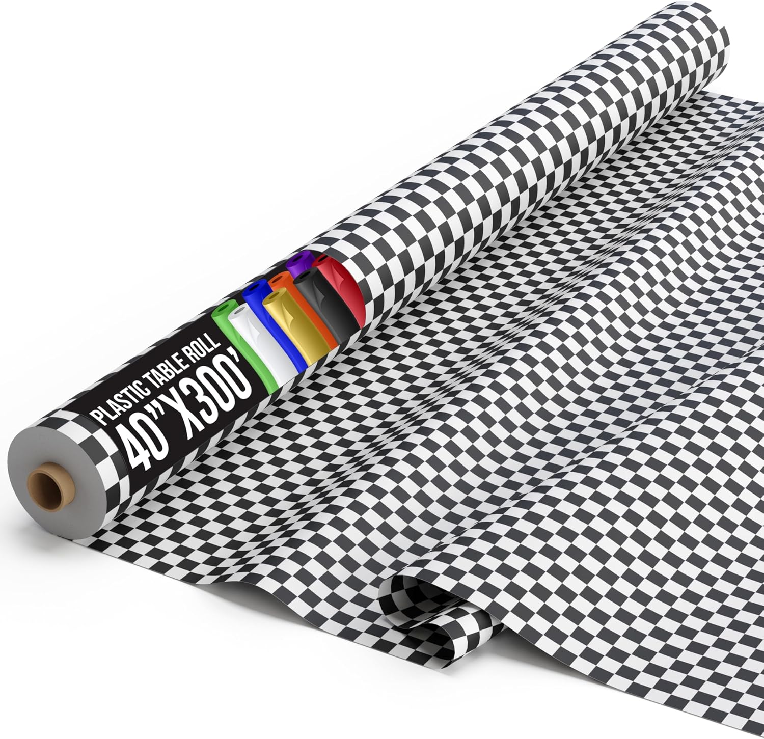 Checkered Black and White Plastic Table Cover Roll for Events