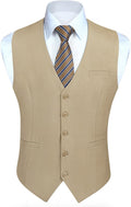 Mens Slim Fit Cotton Blend Suit Vest Waistcoat - Classic V-neck